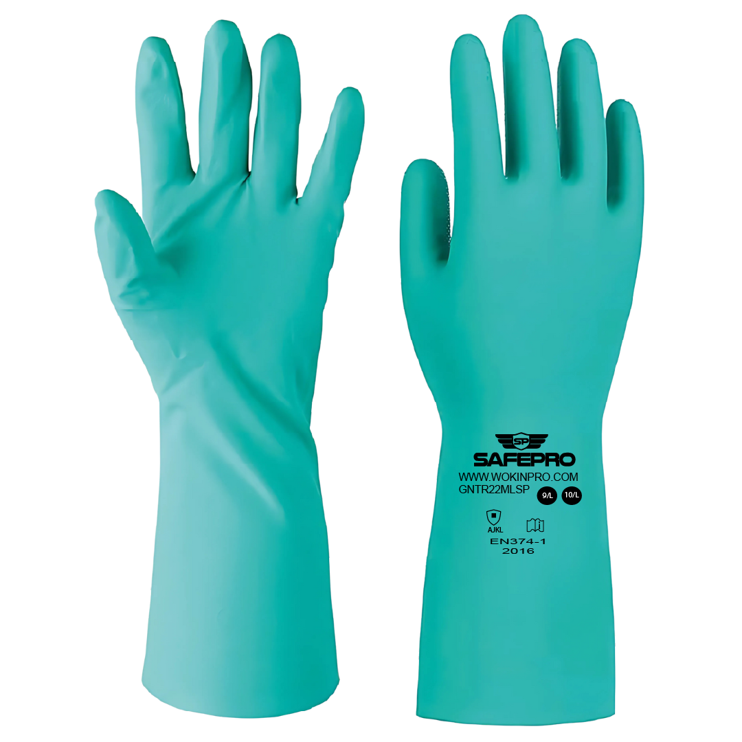 CHEMICAL RESISTANT GREEN NITRILE GLOVES